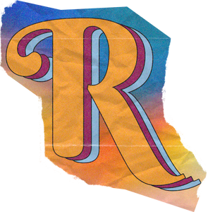 Vibrant Scanned Cutout Letter R